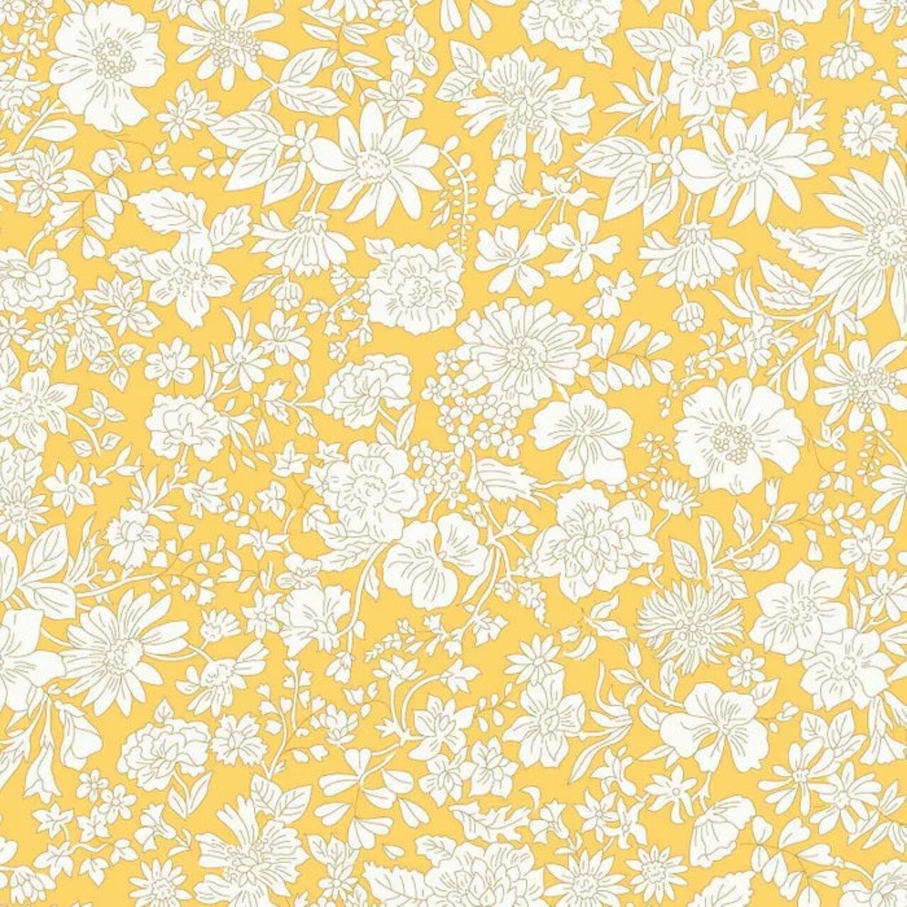 Fabric Liberty Sunshine Yellow Emily Blossom 107" Wide Back by the Quarter Yard 0166W7405A